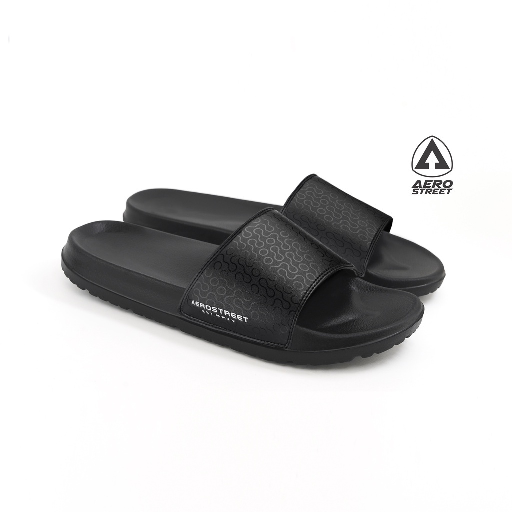 Promo Terbaru Aerostreet 39-44 Davion Hitam Hitam - Sandal Selop Pria Wanita Baaaa
