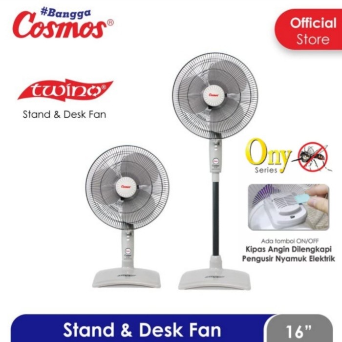 Kipas Angin Berdiri Cosmos 16 SN Ony Anti Nyamuk Stand Fan Twino Desk