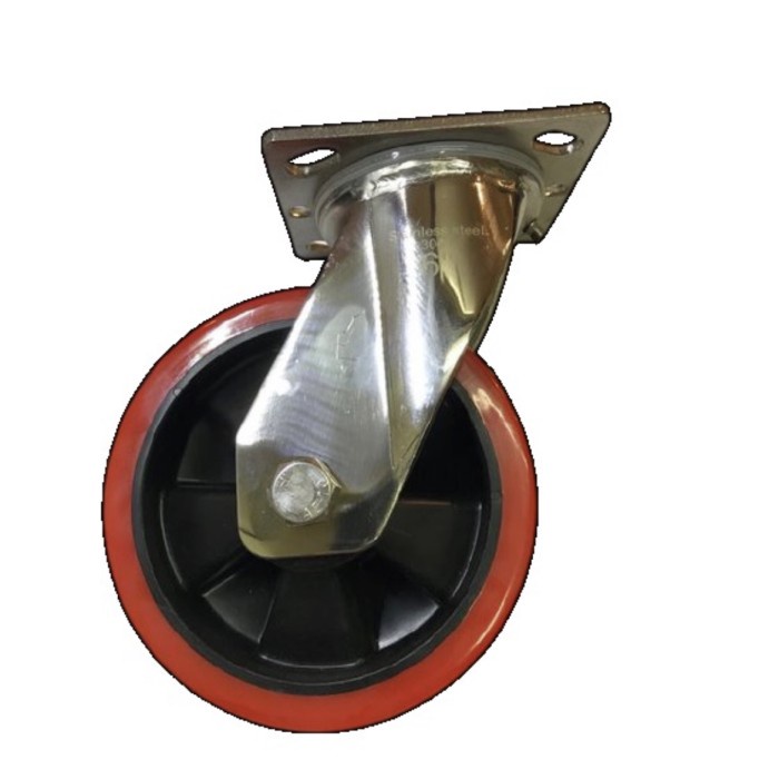 

Roda Troli Troly Stainless Steel Pu Merah 5 Inch Hidup Swivel Ranger