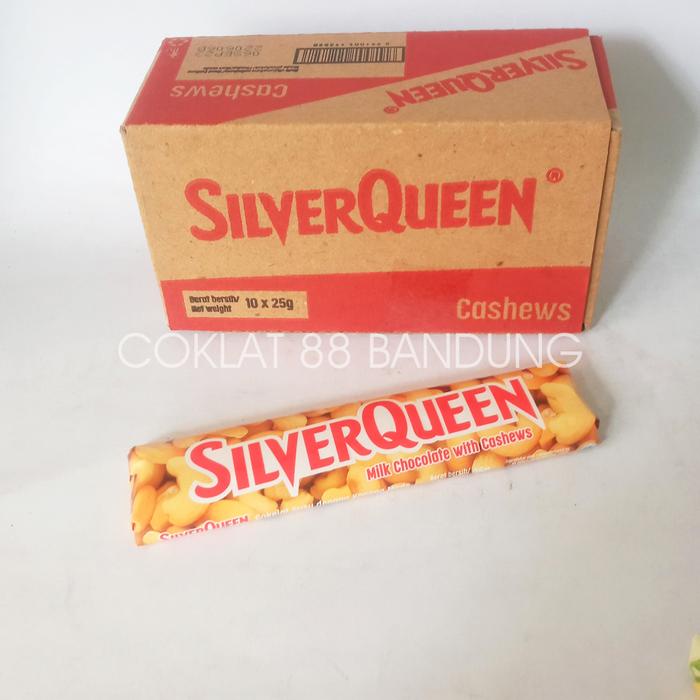 

SILVERQUEEN 22 GR 1 BOX 10 PCS ex 25gr, COKLAT SILVERQUEEN 22gr ex 25 GRAM MEDE ISI 10 MILK COKELAT