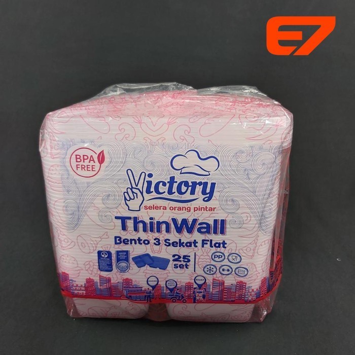 (Good) Lunch Box Thinwall Victory Sekat 3 - Thinwall Bento Plastik