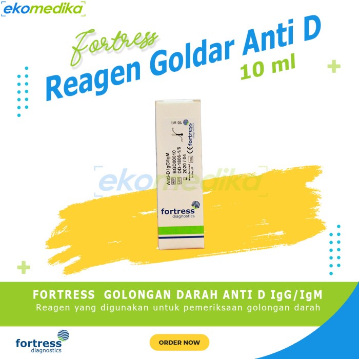 Reagen Golongan Darah Anti A, B, D, AB 10ml Goldar FORTRESS Diagnostic
