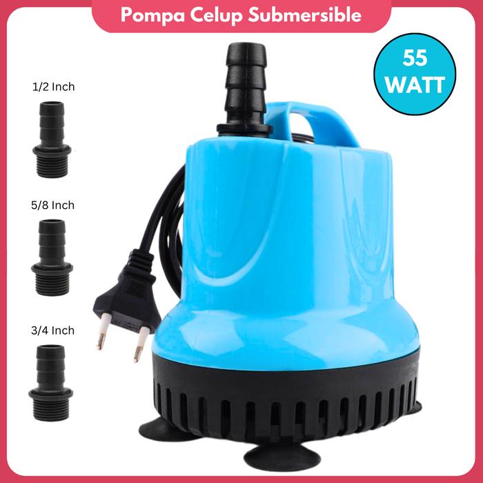 Terlaris Pompa Celup 55 Watt Kuras Kolam Pompa Aerator Akuarium Mesin Air Mancur Mini Submersible