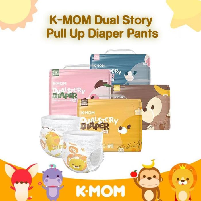 {{ K-Mom Dual Story Pull Up Diaper Pants / Kmom Popok Bayi Celana - L 34 / Xl 32 / Xxl 30 / Xxxl 28