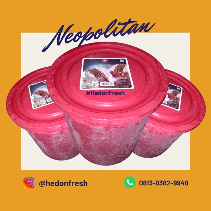 Promo Terbatas Es Krim Diamond Neapolitan Premium 8 Liter (3 Rasa) Termurah Aman