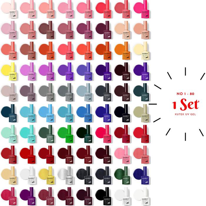 ..... [80 Pcs] 1 Set Kutek Uv Gel Nail Polish Gairriy 7,5 Ml No. 01 - 80