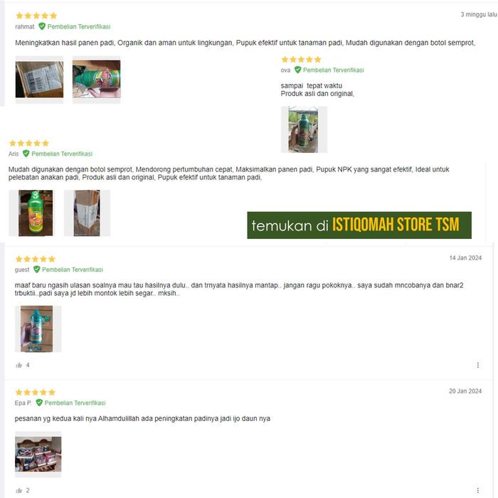 Pupuk Pelebat Buah Untuk Padi NPK GAZA 500 ML - Pupuk Padi Semprot Penyubur Tanaman Padi Anti Kresek