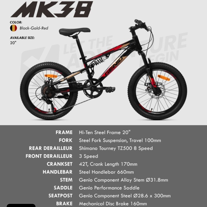Sepeda Anak MTB 20 Genio M 3412 New 7 speed Kode 356