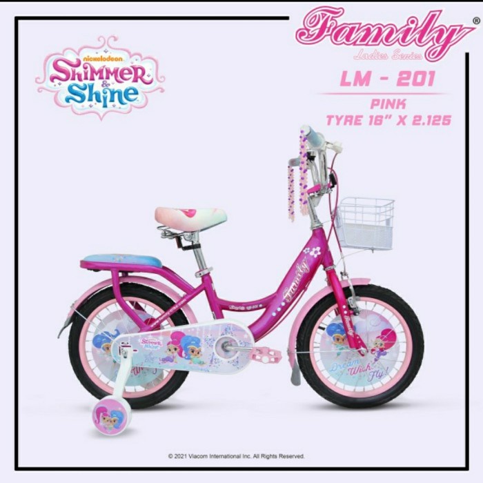 Sepeda Anak 16 inch Perempuan FAMILY Shimmer and Shine LM 201 Kode 983