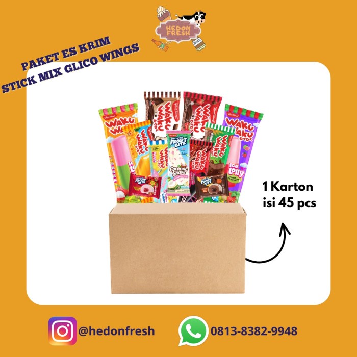 

Sale Terbatas Paket Es Krim Stik Mix Glico Wings (1 Karton 45 Pcs) Aman