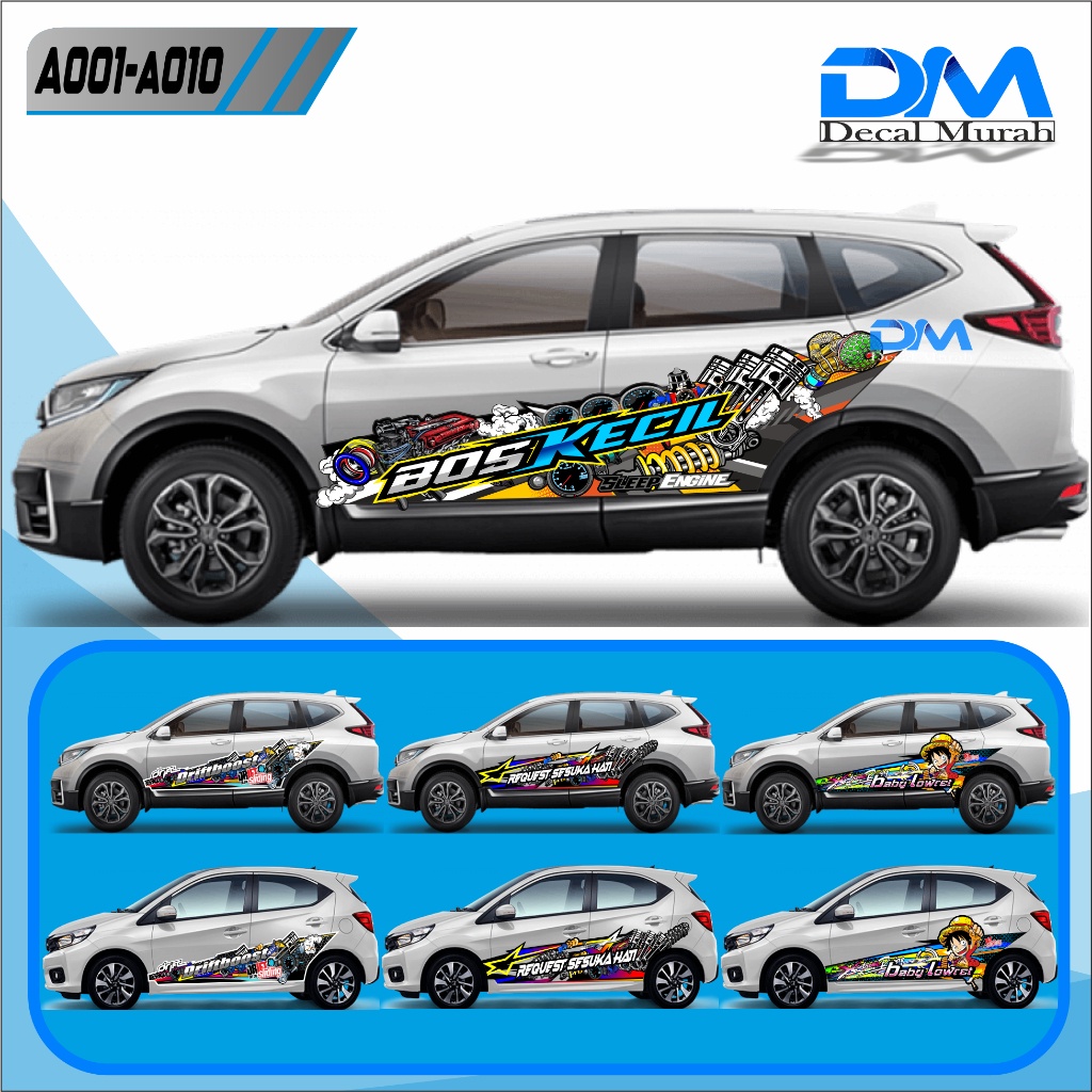 DECAL MOBIL INOVA REBON AVANZA XENIA A001-A010- DECAL STIKER MOBIL KIJANG PAJERO FORTUNER UNIVERSAL