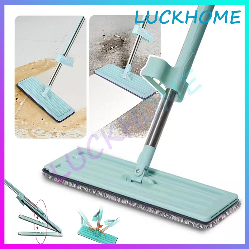 Alat Pel Lantai Pel Tarik Microfiber Peras Otomatis Flat Mop Peras Tanpa Tangan Pembersih Alat Pel