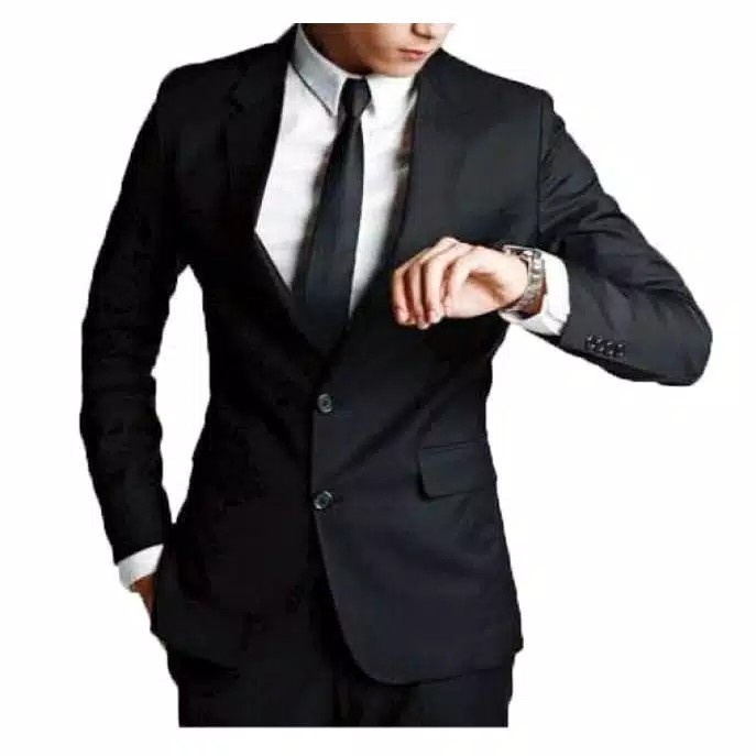 Jas Pria Hitam Super Jet Black 720'S Jas Formal Jas Akad Nikah Resepsi