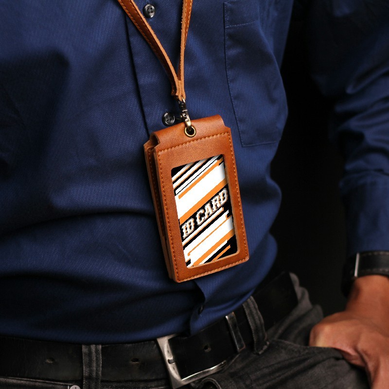 

Nametag Lanyard Id Card Kalung Kulit Holder Nama Front Id Card Dompet Kartu Magnet Custom
