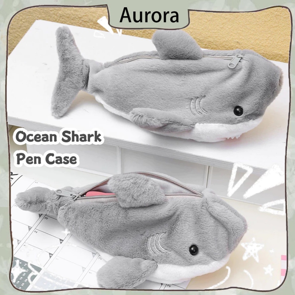 

[ READY ] Aurora shark pencil case / Male and female student stationery / Tempat Pensil Multifungsi