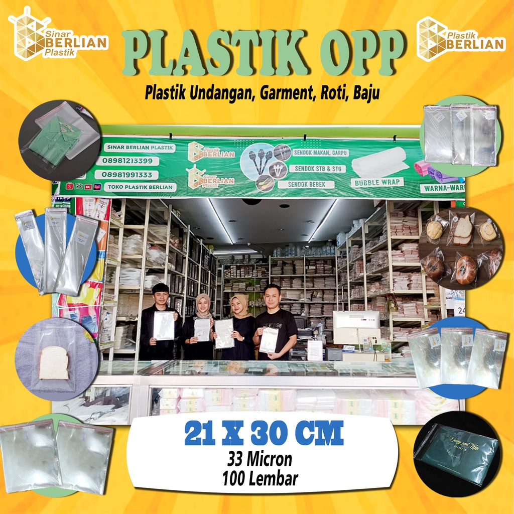 

21 x 30 cm Plastik OPP TEBAL (100 lbr) (lem/seal)