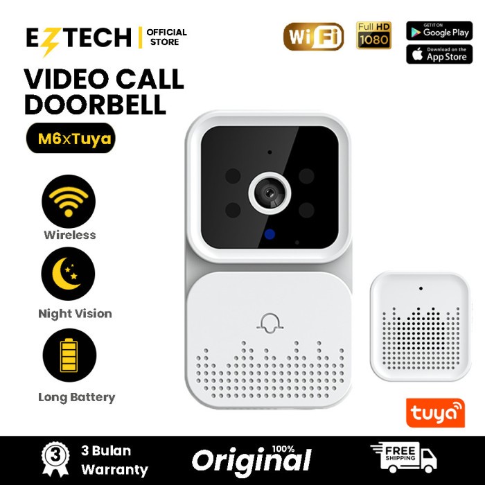 JT READY BEL RUMAH WIRELESS TUYA DOORBELL KONTROL PONSEL BEL PINTU VISUAL WIFI TUYA SMART DOORBELL