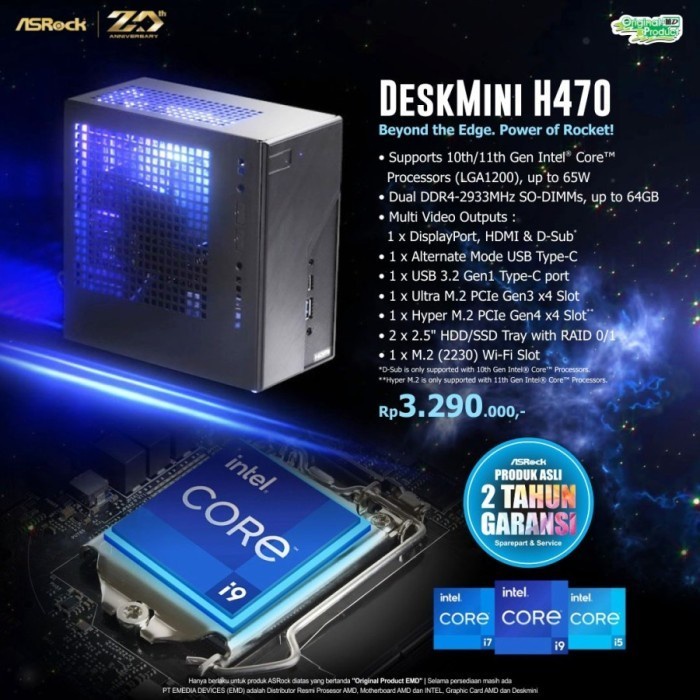 BISA GOSEND MINI PC ASROCK DESKMINI H470 I9 10900/32/SSD1TB/WIN - MINI PC I9