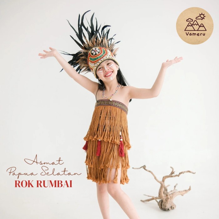 BAJU ADAT ANAK PAPUA ASMAT PAPUA SELATAN PEREMPUAN