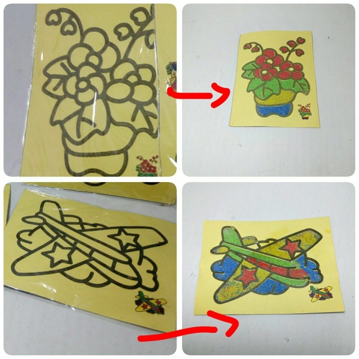 TERLENGKAP Stiker mewarnai menggambar melukis pasir warna anak