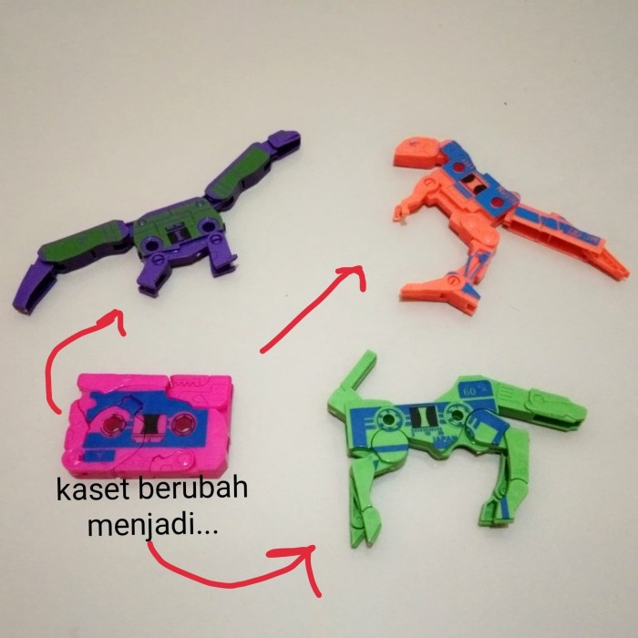 BERKUALITAS robot kaset jadul transformer berubah menjadi dinosaurus mainan anak