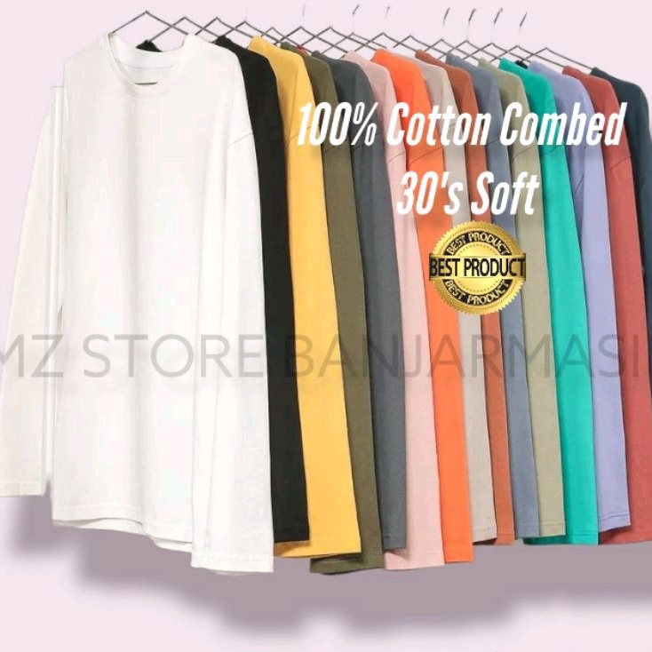 PROMO / Kaos Polos Lengan Panjang Pria Wanita Dewasa Kaos Polos Panjang