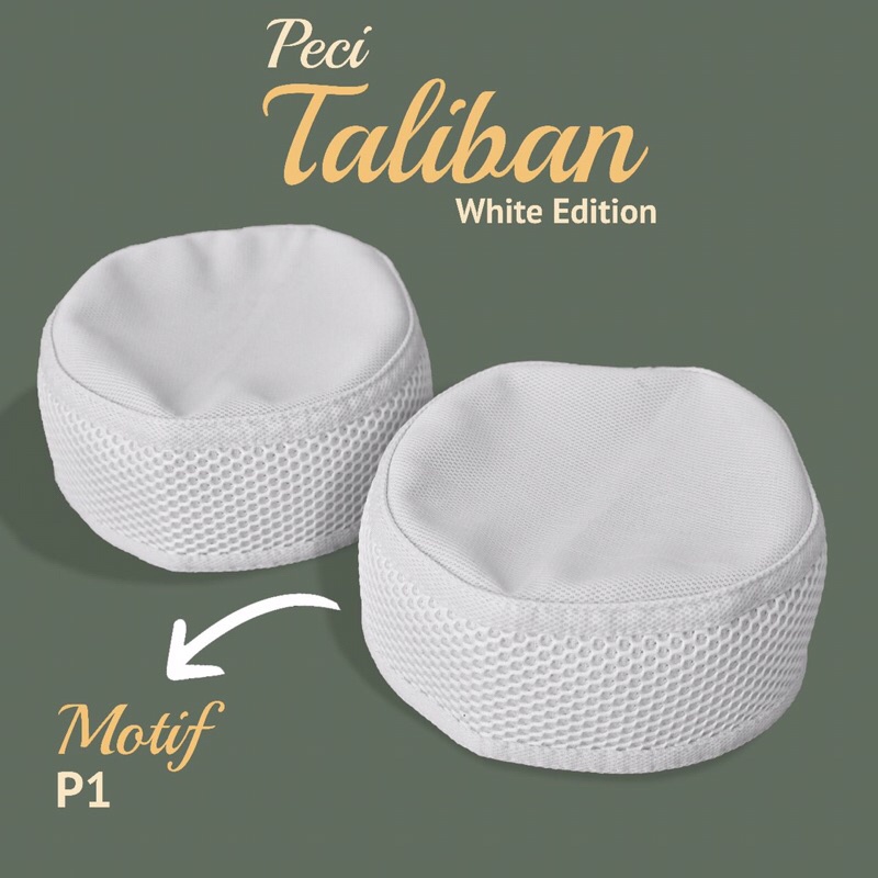 PROMO / peci taliban warna putih polos motif lubang kecil harga terjangkau kualitas bagus ukuran