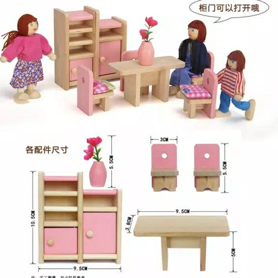 Wooden furniture doll house, doll house accessories, mainan rumah kayu