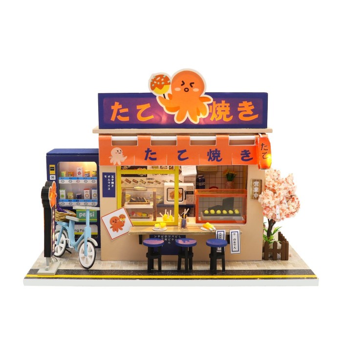 DIY MINIATURE DOLL HOUSE WOODEN / MINIATUR RUMAH BONEKA STAR TAKOYAKI