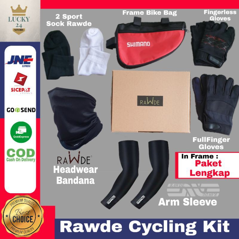 TrendyOi- Paket Sepeda Sarung Tangan Manset Pria Arm sleeve Rawde Original Masker Bandana Motor