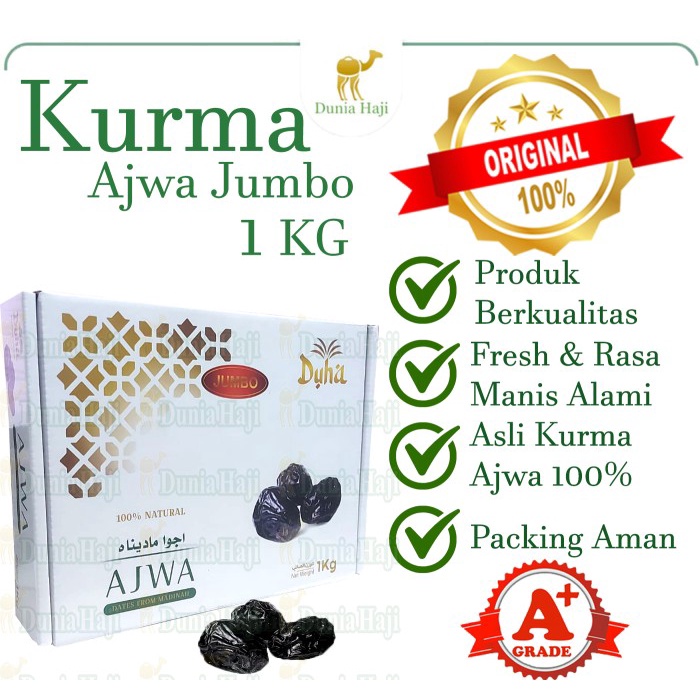 

Kurma Ajwa Jumbo Nabi Madinah Premium Super XL Oleh Oleh Haji 1kg
