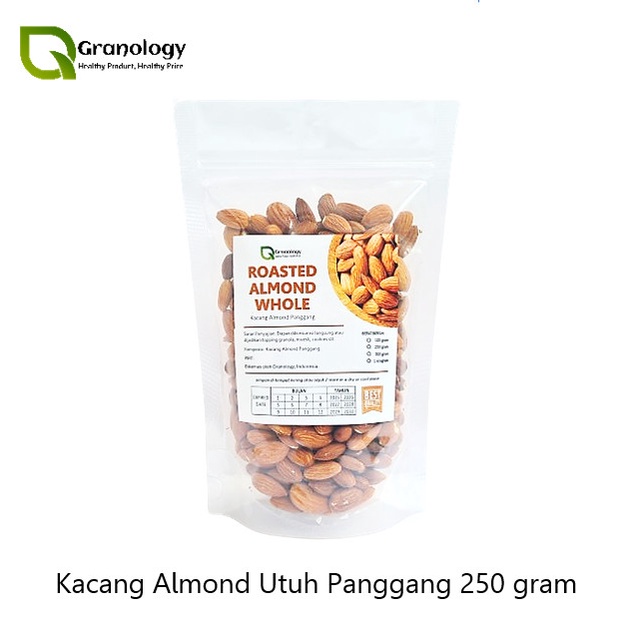 

Kacang Almond Utuh Oven / Roasted Whole Almond (250 gram) by Granology