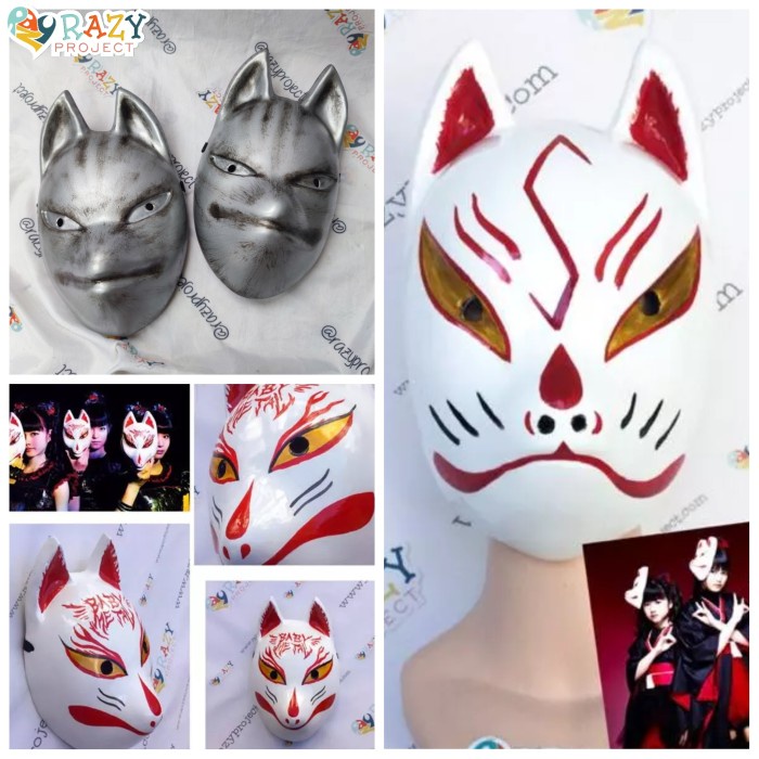 PREMIUM Mask Topeng Kayu Cosplay Anime Kitsune Fox Rubah Baby Metal