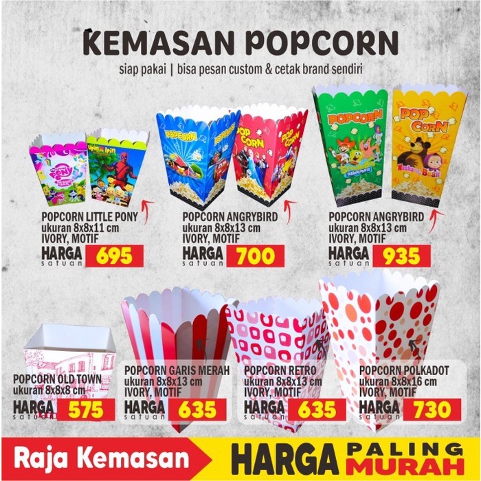 (BestSeller) BOX POPCORN GARIS MERAH FOOD GRADE