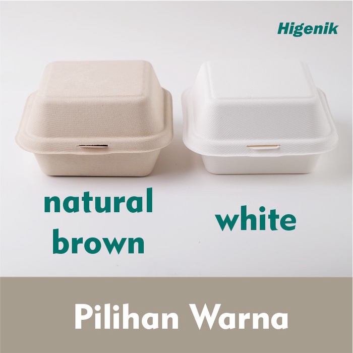 Bagasse Lunch Box 6 Inch 15X15Cm Material Sugarcane Eco Friendly / Serat Tebu / Cake Box Korea High