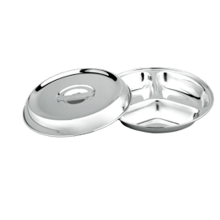 Bima Round Lunch Tray 3 Compartment + Lid 1103 Stainless Steel 24 Cm Produk Unggulan