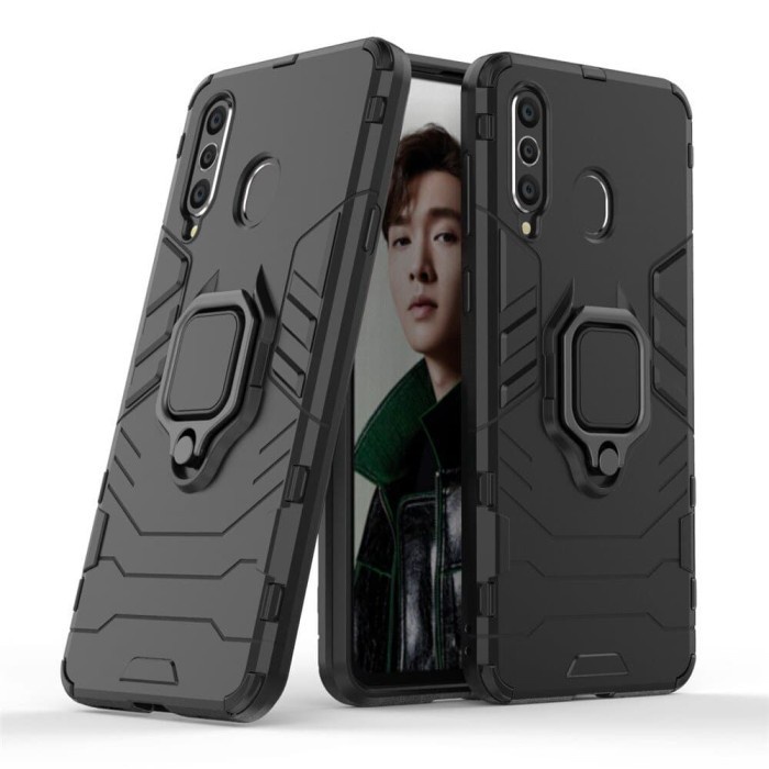 VIVO Y17 Y15 Y12 Black Panther Slim Stand Ring Armor Case Shockproof