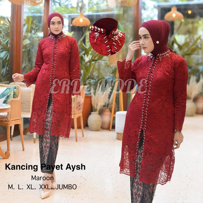 Tunik Kancing Payet 1000 Tunik Busui Full Payet Sleting Depan Kebaya Encim Jumbo Brokat Kebaya
