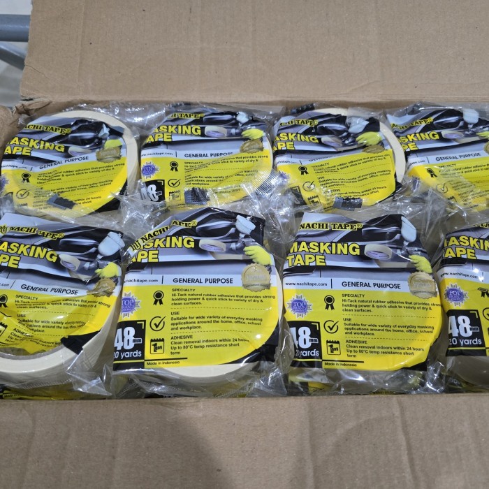 

Diskon Masking Tape/Lakban Kertas Nachi 2Inch 48Mm X 18Mtr (Min 1Dus =48Roll) Packing Aman