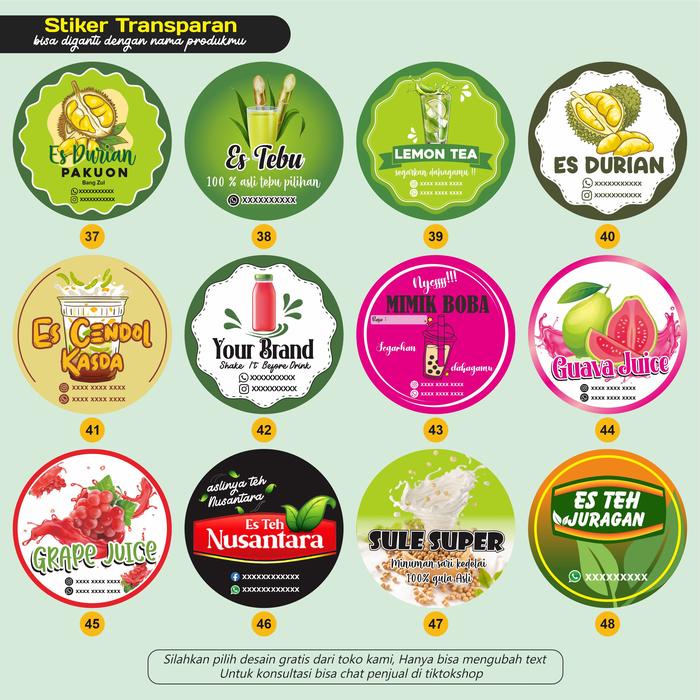 

Viral Stiker Label Minuman (Es Teh,Es Jeruk,Boba,Es Teler Dll ) Packing Aman