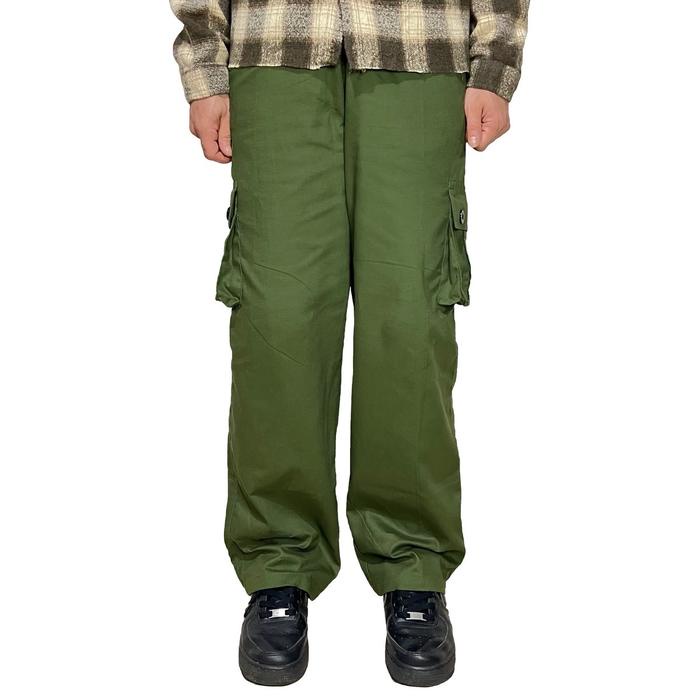 Cargo Baggy Pants Fuckmous Apparel Hijau Army - Celana Cargo Panjang Catton Twill - Cargo Panjang