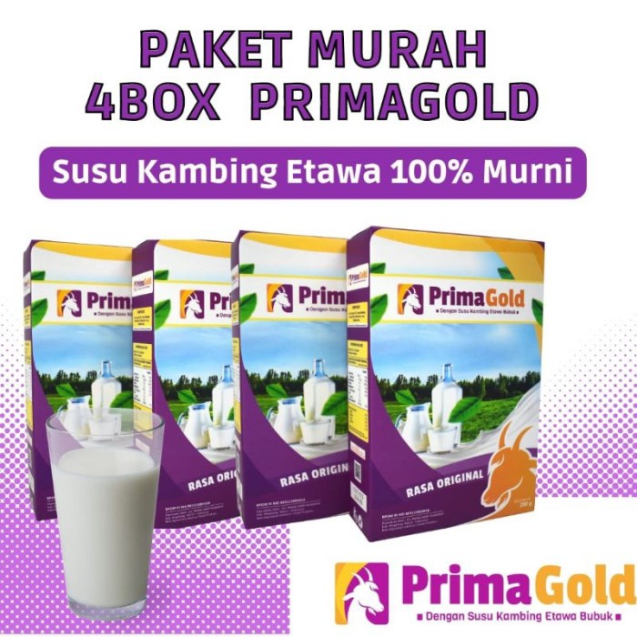 

(BestSeller) primagold paket 4 box susu kambing etawa murni primagold 200gr ORI