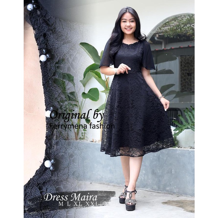 Dress Midi Brukat Natal Wanita Kekinian Baju Natal Wanita Kebaya Brukat Modern New