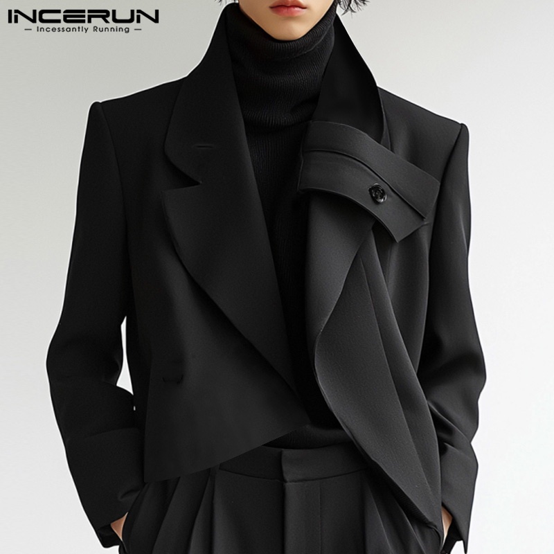Handsome Well Fitting Tops Incerun Men'S Deconstructive Design Solid Suit Coats Casual Streetwear
