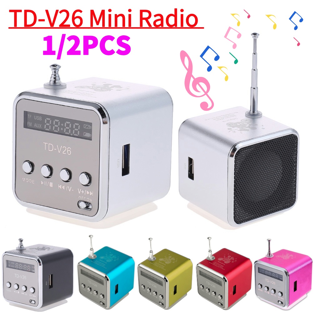 Portable Td-V26 Digital Fm Radio Speaker Mini Fm Radio Receiver /Lcd Display Stereo Loudspeaker