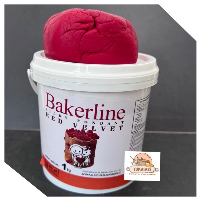 

SALE TERHOTT BAKERLINE ICING FONDANT RED VELVET 1KG FONDAN MERAH TUA RED GULA DEKORASI READYY