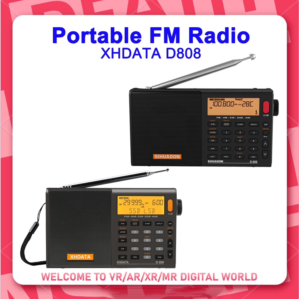 Sihuadon Xhdata D808 Portable Fm Radio 2023 Upgraded Usb Type C Xhdata D-808 Digital World Receiver