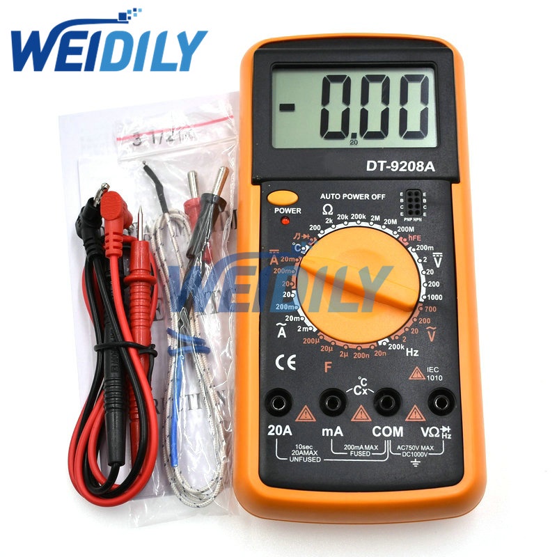 Digital Profesional Multimeter Dt9208A Capacitance Temperature Measurement Frequency Logic Level