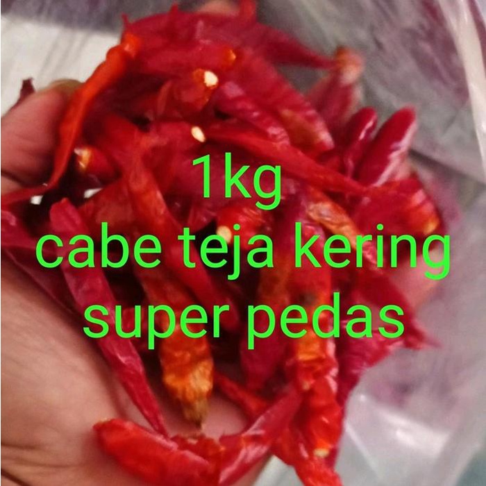 

kemasan 1kg CABE. RAWIT/TEJA/CAPLAK KERING TANPA TANGKAI KUALITAS SUPER PEDAS Alami Merah