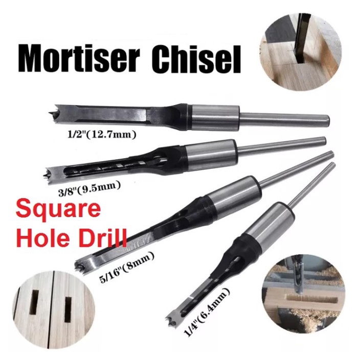 4Pcs Mata Bor Bobok Kayu Pahat Mesin Square Drill Bit Mortise Tenon